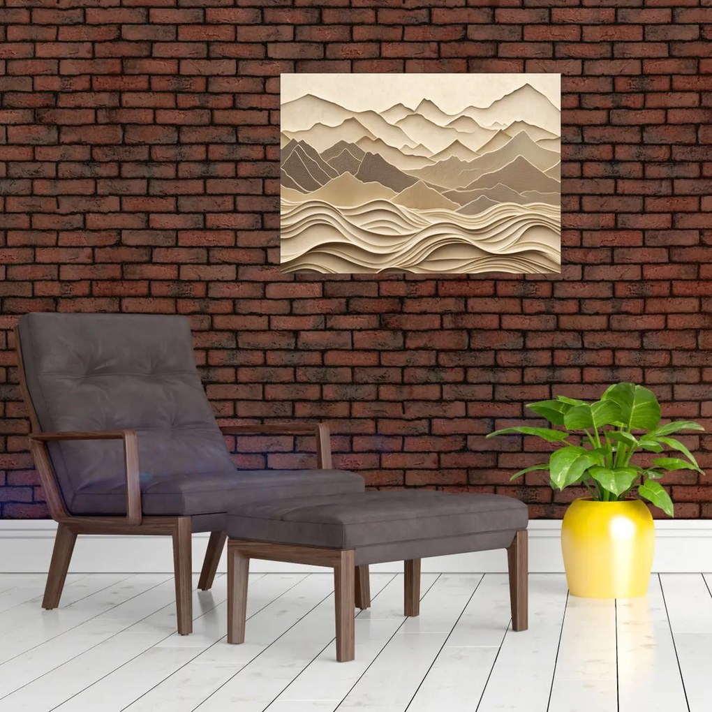 Tablou pe sticlă - Linii Montane 3D (70x50 cm)