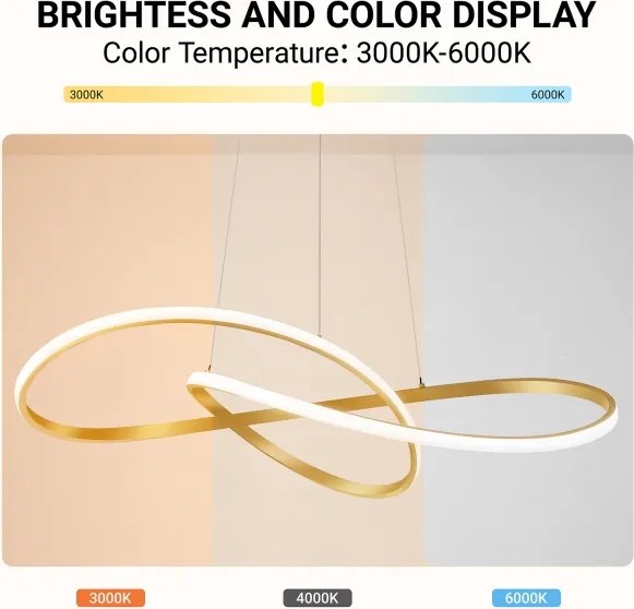 Brilagi - Lustră LED reglabilă suspendată pe cablu INFINITY LED/80W/230V 80x80 cm aurie + telecomandă
