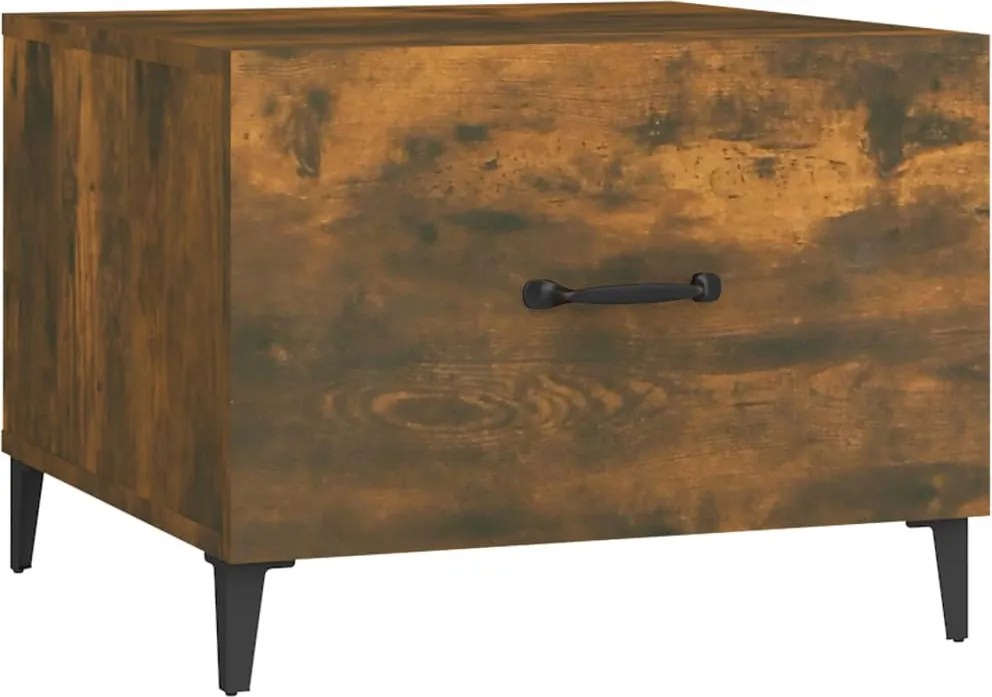 vidaXL Măsuță de cafea cu picioare metalice stejar fumuriu 50x50x40 cm