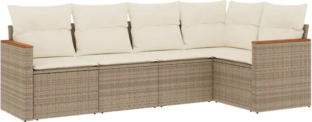 vidaXL Set canapele de grădină cu perne, 5 piese, bej, poliratan