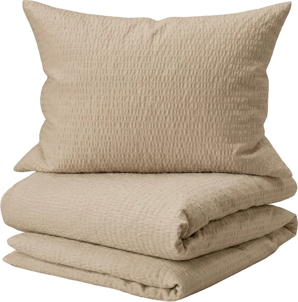 Set lenjerie de pat din creponat TAUPEXA maro deschis + cearsaf Jersey 180 x 200 cm bej deschis, pat dublu