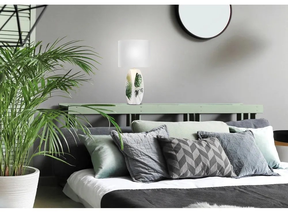 Veioză albă-verde cu abajur textil (înălțime 59 cm) Palma – Candellux Lighting