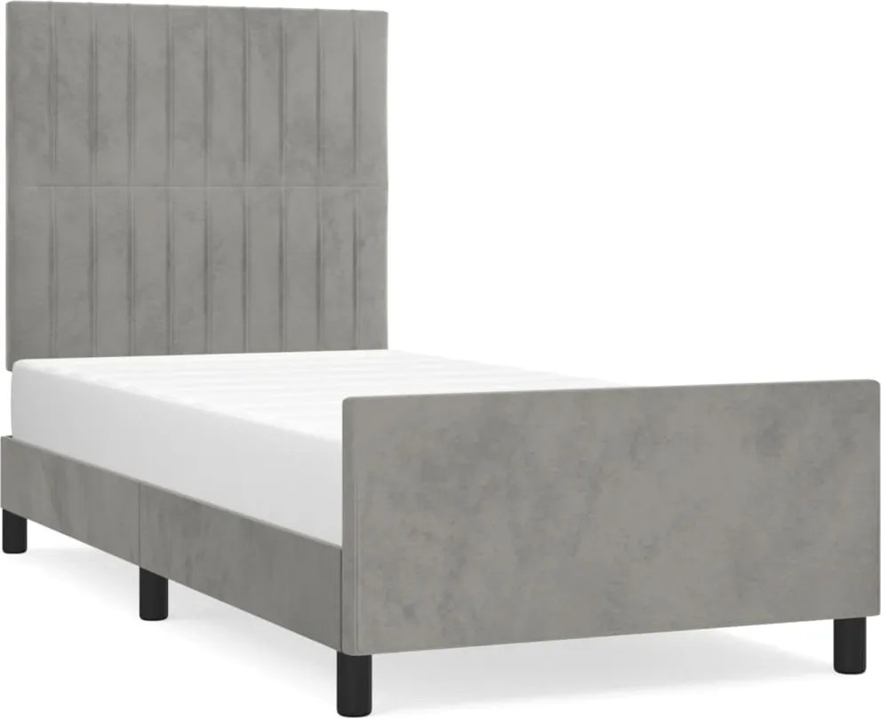vidaXL Cadru de pat fără saltea, gri deschis, 90x190 cm, catifea