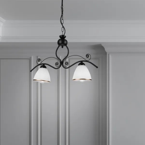 Lustră pe lanț RETRO 2xE27/60W/230V negru mat