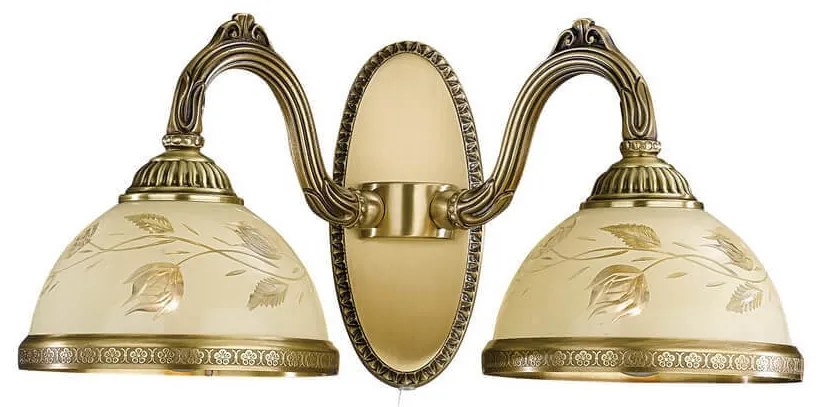 Aplica de perete din alama cu sticla decorata design italian II 6208