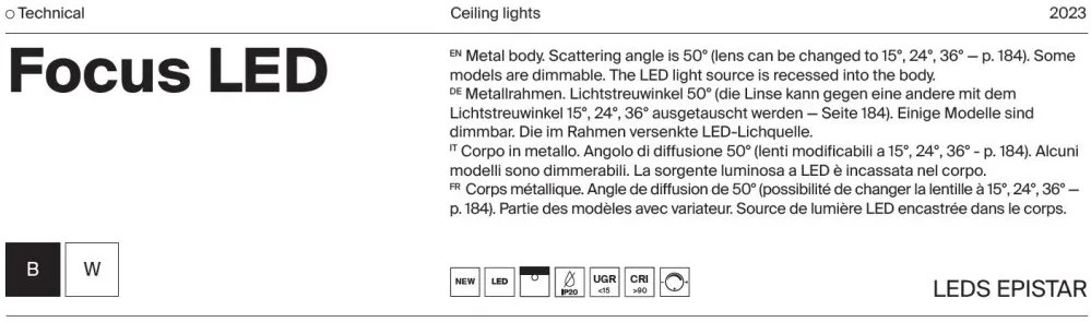 Spot LED aplicat directionabil, dimabil, design tehnic Focus negru, 3000K