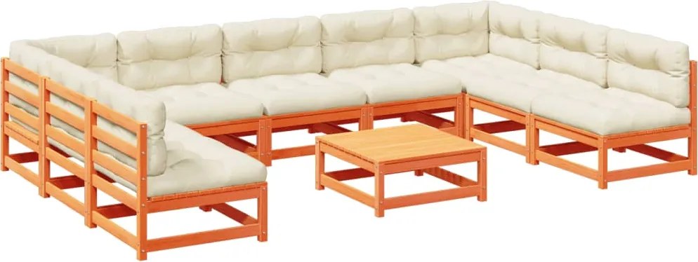 vidaXL Set canapele grădină cu perne, 10 piese, maro lemn masiv de pin