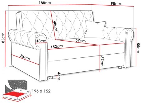 Canapea extensibilă Clovea Roma IV (albastru) (cu sp. depozitare). 1105522