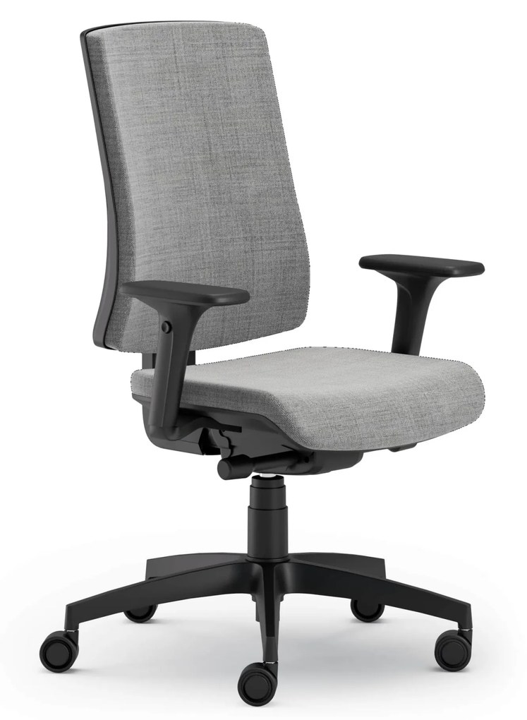 Scaun Ergo Plus, Tapițat cu Material Textil, Mecanism Syncron cu Antișoc - Negru