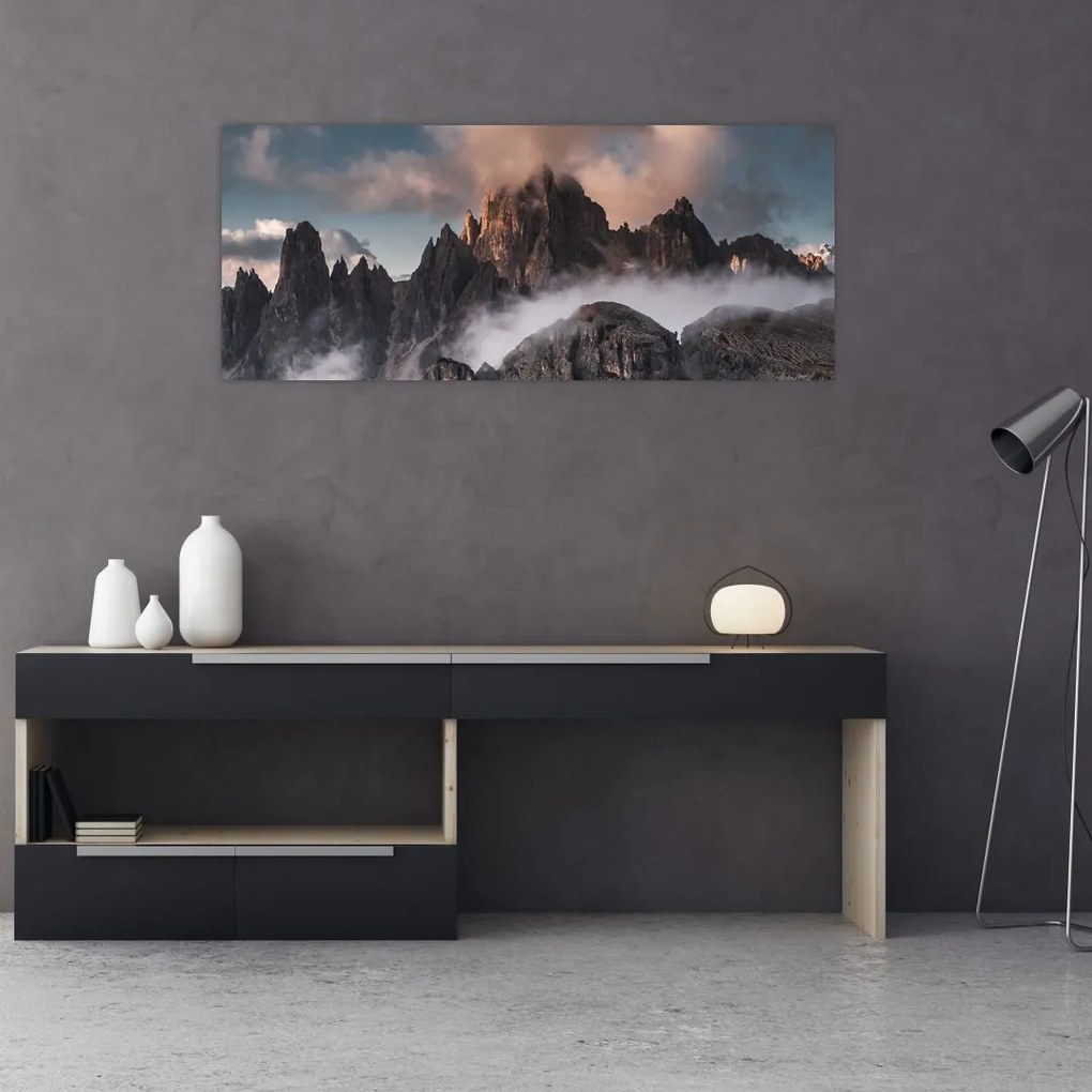 Tablou - Dolomiți Italieni ascunși în ceață (120x50 cm)