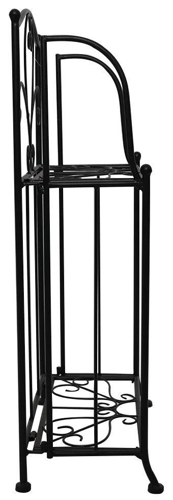 Raft pliabil din metal, negru, MANULO