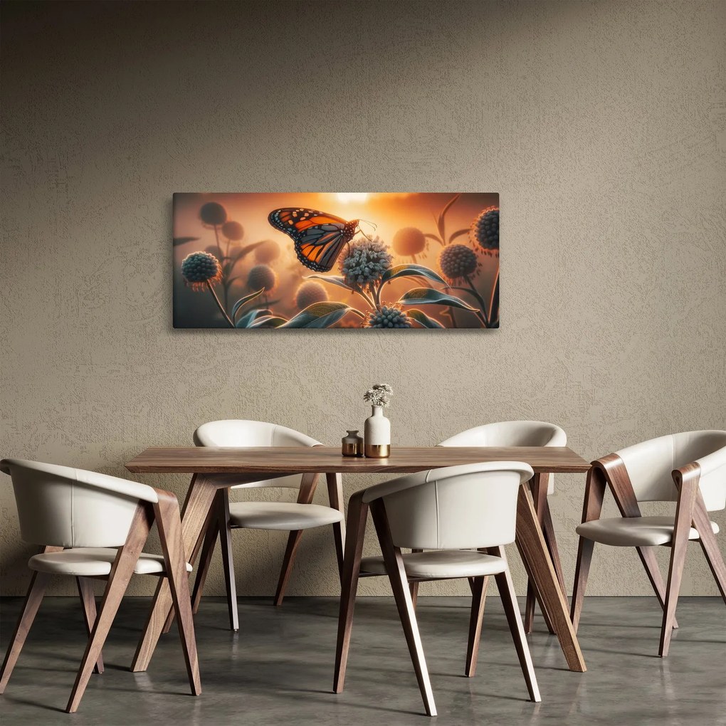 Tablou – Fluture în soare apunând (120x50 cm)