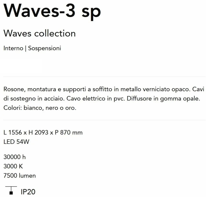 Lustra LED suspendata Waves-3 sp neagra