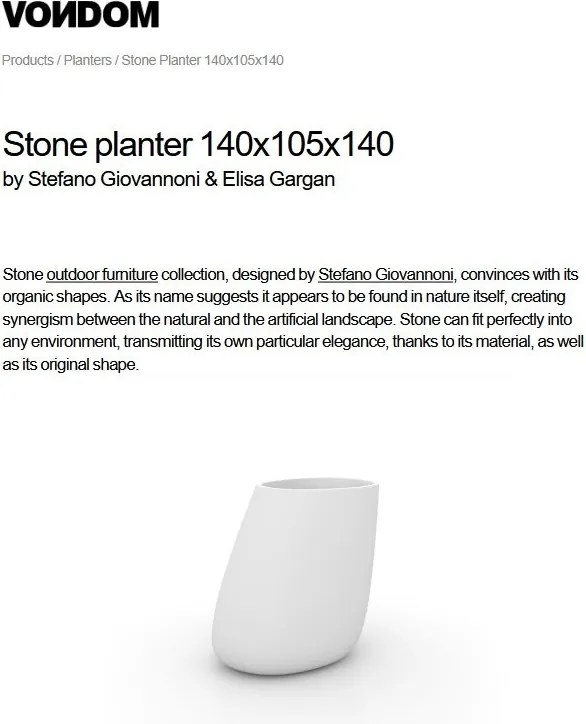 Ghiveci plante, flori design decorativ modern pentru amenajari interioare si exterioare, STONE PLANTER 55012R Vondom