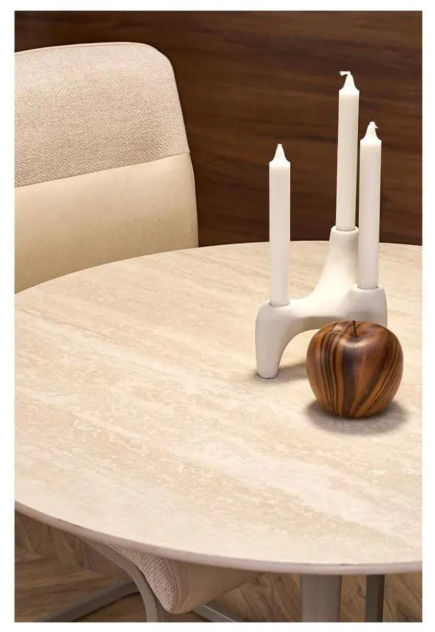 Masă de bucătărie Stelo, piatră / crem