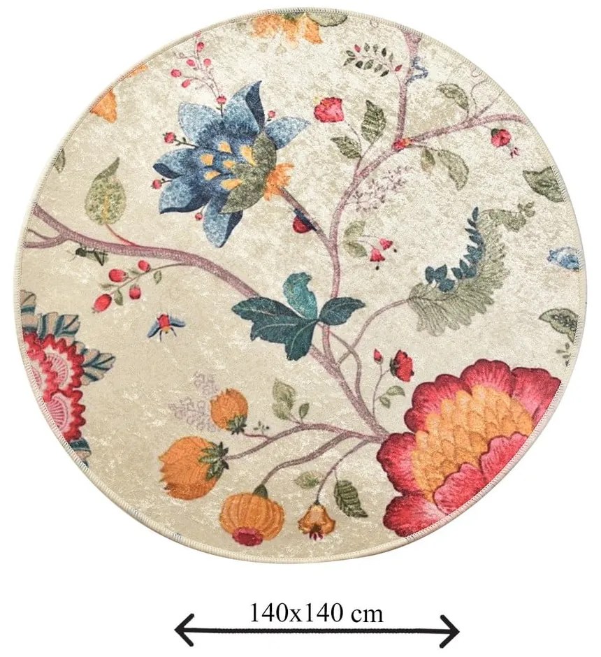 Covoraș de baie Foutastic Circle Vintage Flower, ø 140 cm