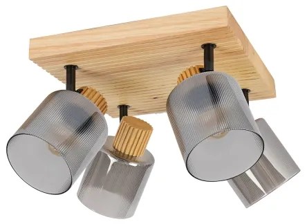 Brilagi - Plafonieră cu spoturi HYGGE 4xE14/15W/230V lemn/fumuriu