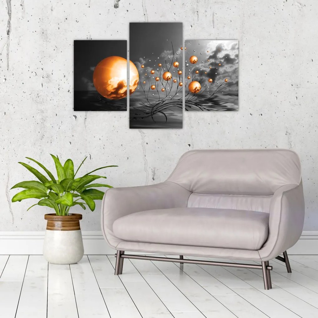 Tabloul bilelor portocalii abstarcte (90x60 cm)