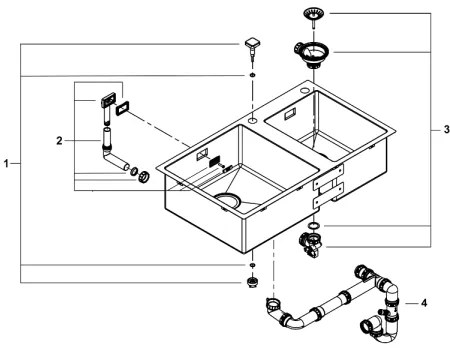 GROHE 31855SD0 - Chiuvetă de bucătărie K700 860 × 500 mm inox