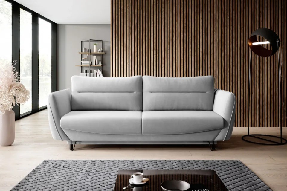 Canapea tapitata, extensibila, cu spatiu pentru depozitare, 236x90x95 cm, Silva 02, Eltap (Culoare: Albastru deschis / Velvetmat 100)
