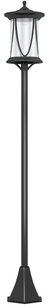 Outsunny Lampadar solar de grădină cu LED, comutator on/off, dimensiuni 17 x 17 x 127 cm, negru | Aosom Romania