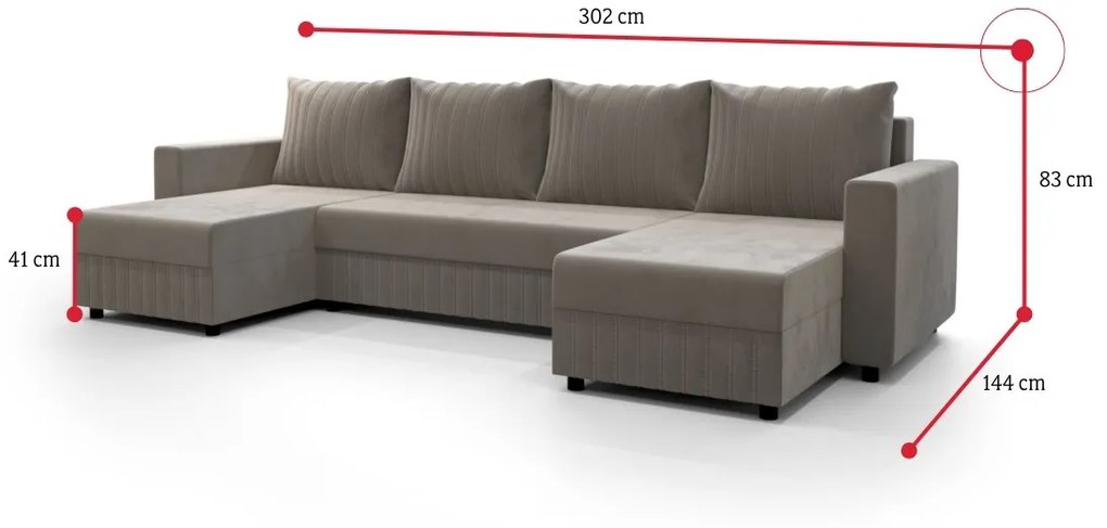 Supermobel Canapea in forma de U PARK, 302x83x144, rivera 16