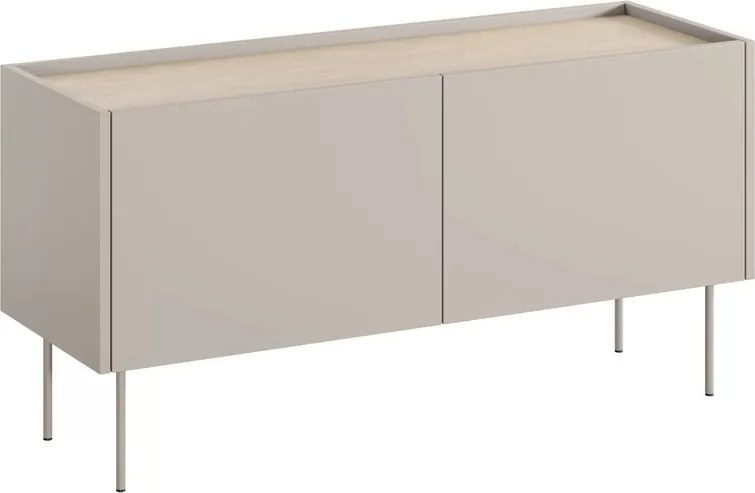 Comodă TV cu picioare metalice Desin 120 cm - cașmir / stejar nagano