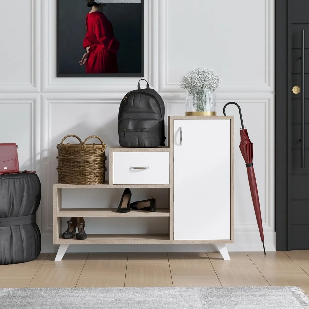 Dulap pentru pantofi Retro Sonoma Oak and White