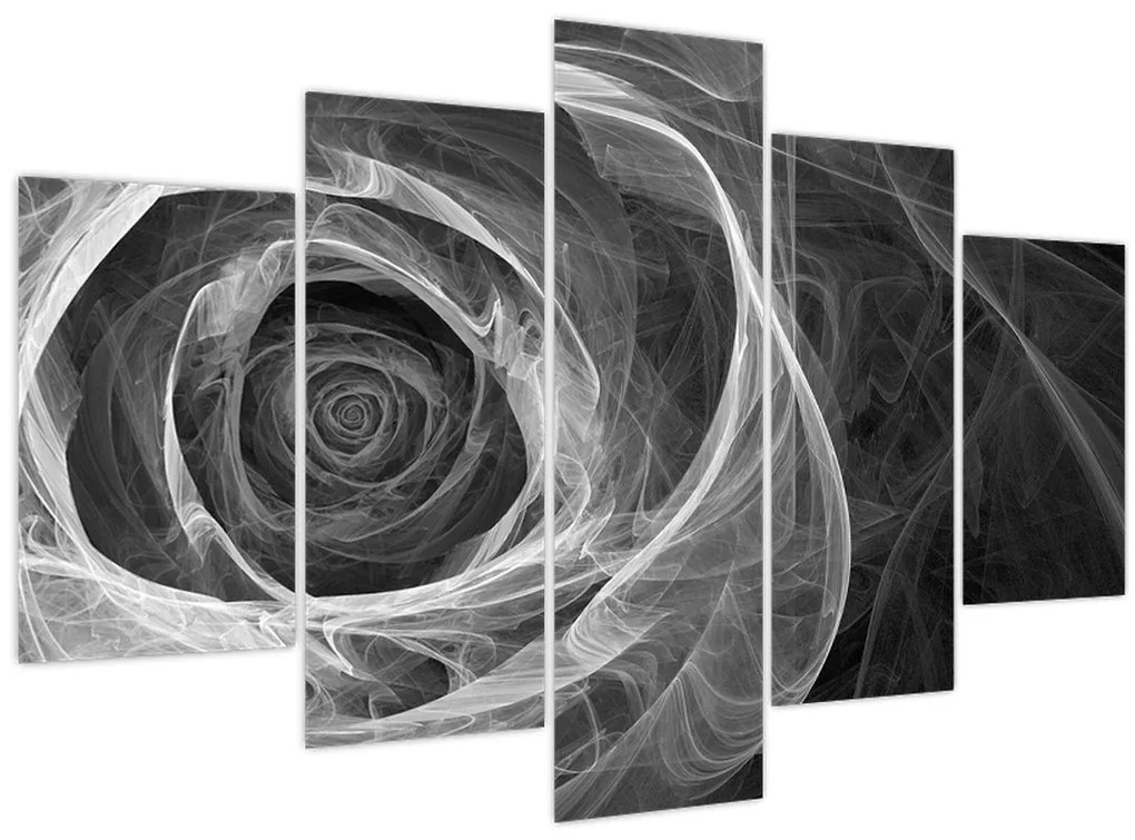 Tablou - Abstract trandafir negru și alb (150x105 cm)