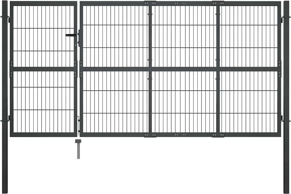 vidaXL Poartă de grădină cu stâlpi din oțel, antracit, 350x120 cm
