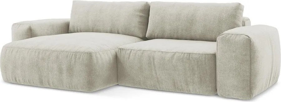 Colțar bej extensibil cu tapițerie din chenille (cu colț pe partea stângă/cu șezlong) Kuki – Makamii