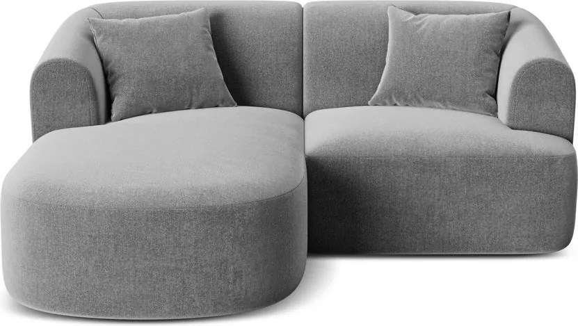 Colțar gri deschis cu tapițerie din catifea (cu colț pe partea stângă/cu șezlong) Campi – Cosmopolitan Design