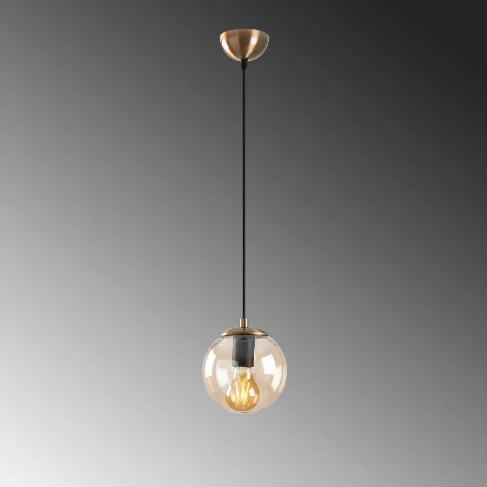 Lustră aurie cu abajur din sticlă ø 15 cm Efe – Opviq lights