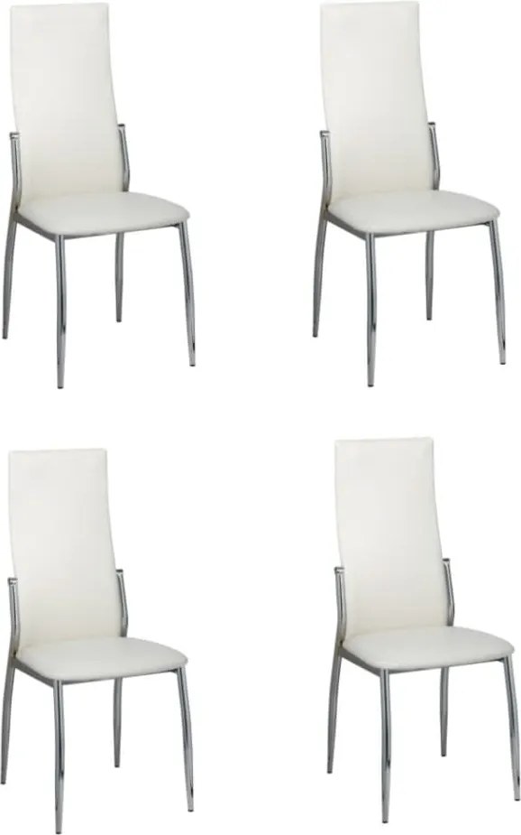 vidaXL Scaune de bucătărie, 4 buc., alb, piele ecologică