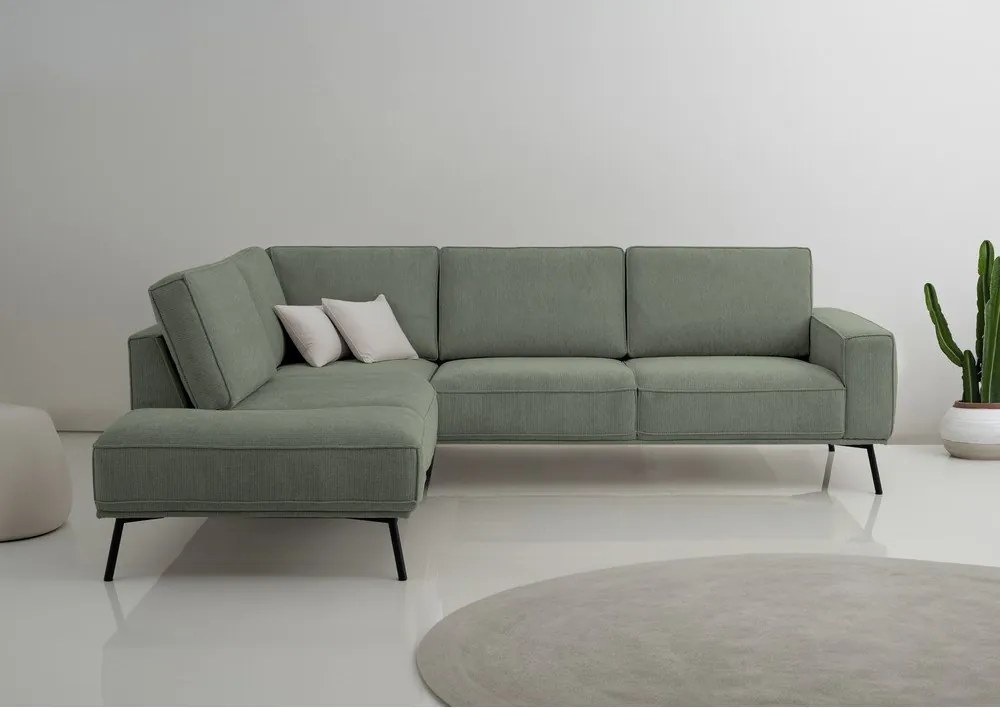 Colțar verde cu tapițerie din chenille (cu colț pe partea stângă/în formă de ”L”) Amsterdam – Scandic