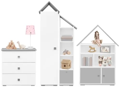 Comodă PABIS 87x83 cm alb/gri