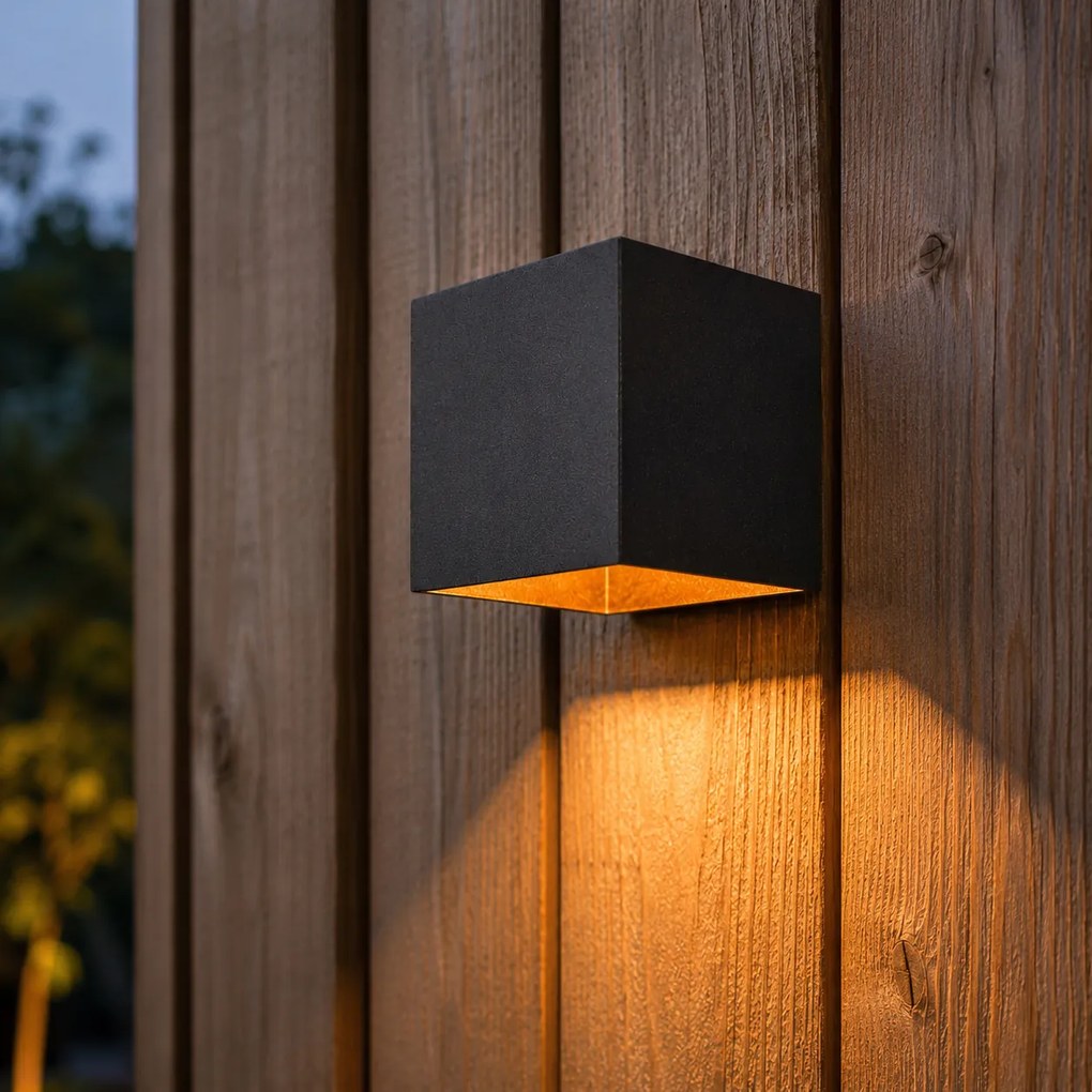 Aplică de exterior neagră cu LED integrat IP65, cu lumină reglabilă și solară - Charlene