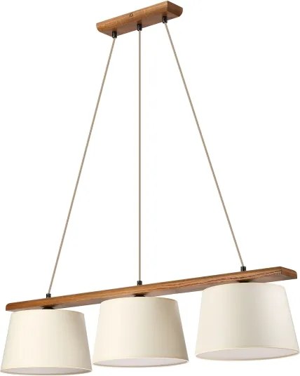 Lustră pe cablu AIDA 3xE27/15W/230V, diam. 25 cm, stejar/crem