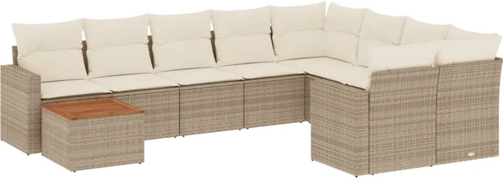 vidaXL Set canapele de grădină cu perne, 10 piese, bej, poliratan