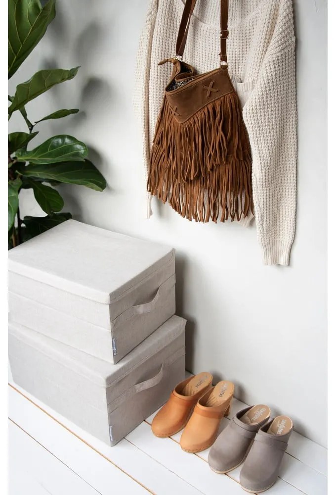 Cutie de depozitare bej din material textil cu capac 40x30x22 cm Soft Storage – Bigso