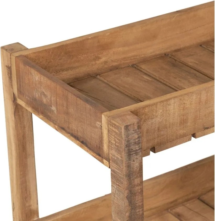 Etajeră din lemn de mango și acacia, natur, cu 3 rafturi în formă de lădiță, aspect rustic, 70 x 45,5 x 31,5 cm, „Campagne”