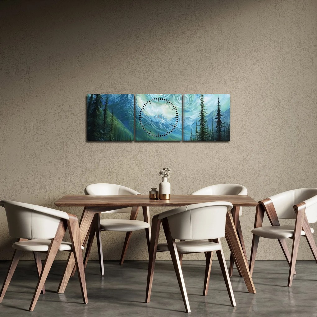 Tablou - Peisaj cu o adiere din Van Gogh (cu ceas) (90x30 cm)