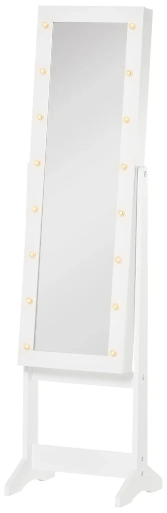 Dulap cu oglinda HOMCOM, pentru bijuterii, spatiu mare de stocare, MDF 36x30x136cm | Aosom RO