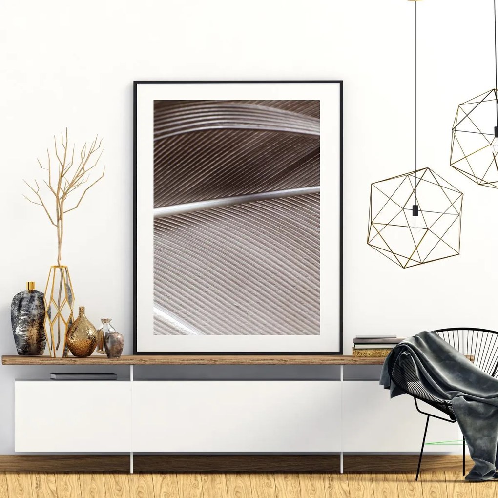 Poster - detaliu de pană de pasăre (A4)