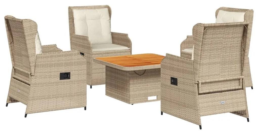 3262738 vidaXL Set mobilier de grădină cu perne, 5 piese, bej, poliratan