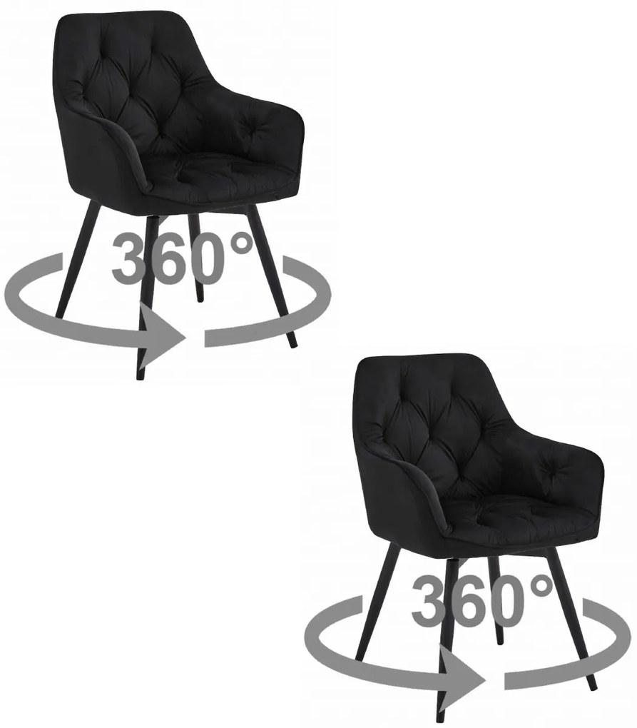 Scaun de masa rotativ JORK360 VELVET, negru