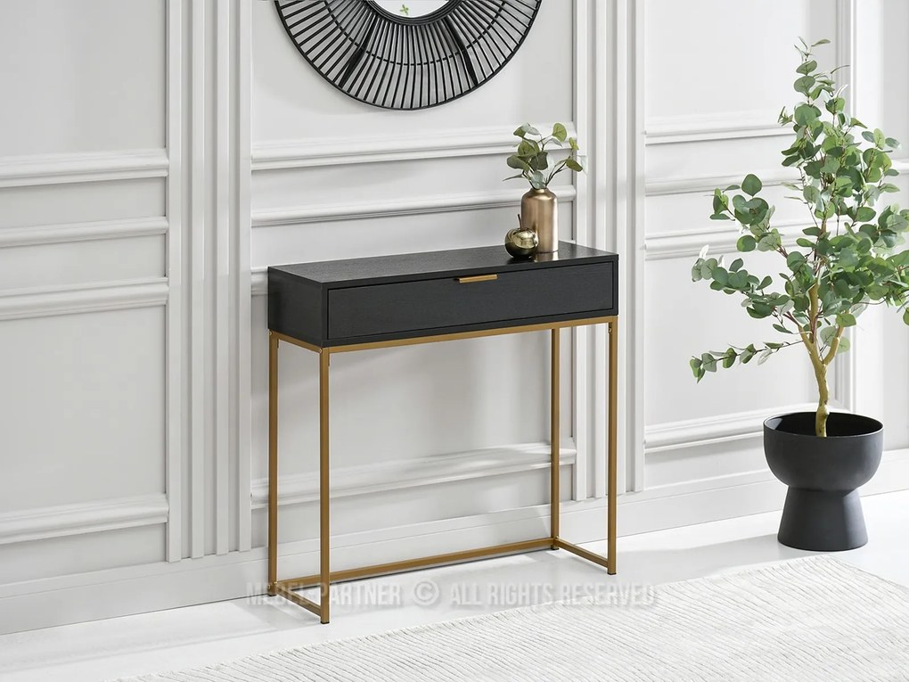 Măsuță consolă Norma M (lemn negru + auriu). Promo -8%. 1110822