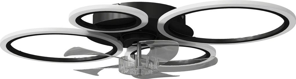 HOMCOM Ventilator de tavan cu lumină și telecomandă, Ventilator LED de tavan 77 cm cu 3 culori de lumină, 6 trepte, temporizator | Aosom Romania