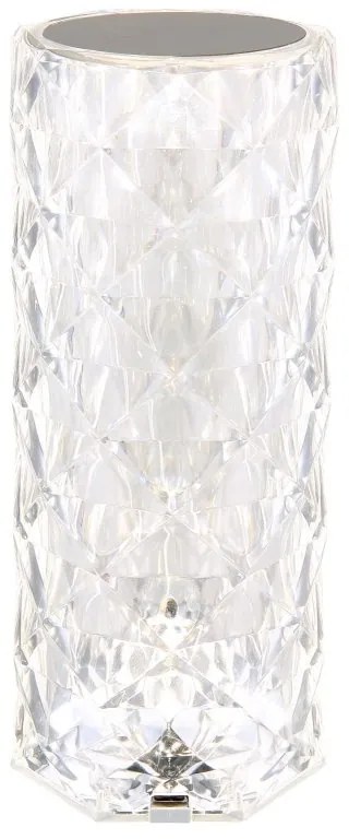 Lampa de masa cu baterii, plastic transparent cu efect de cristal Gixi alb 9cm