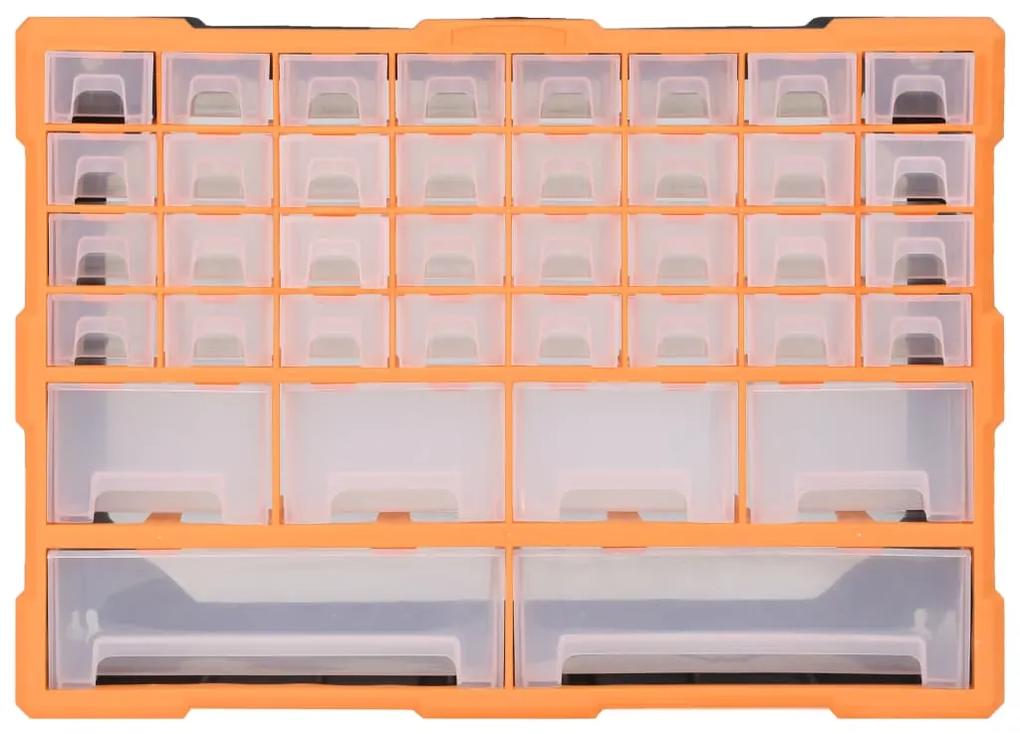 Organizator cu 40 de sertare, 52 x 16 x 37,5 cm Portocaliu si negru, 40 sertare, 1, Portocaliu si negru